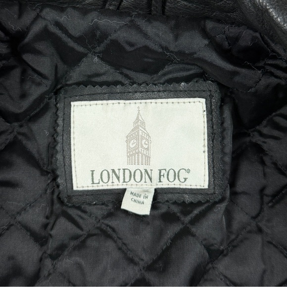 London Fog Black Genuine Leather Full Zip Heavyweight Jacket Men’s M Quilt Lined - Picture 4 of 11